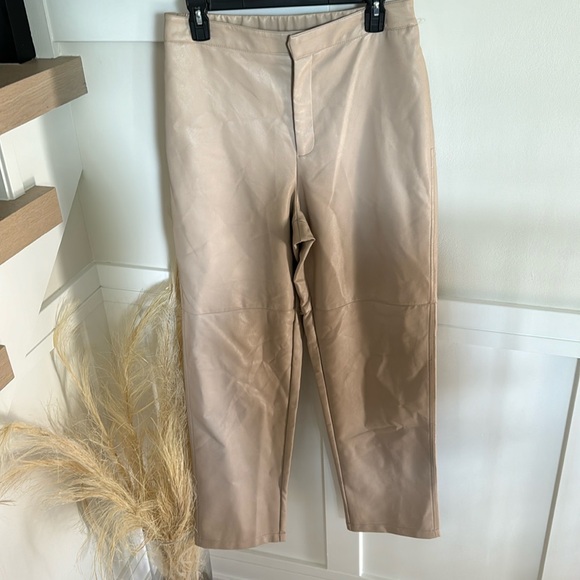 Pants - Wayf faux leather beige pants size M